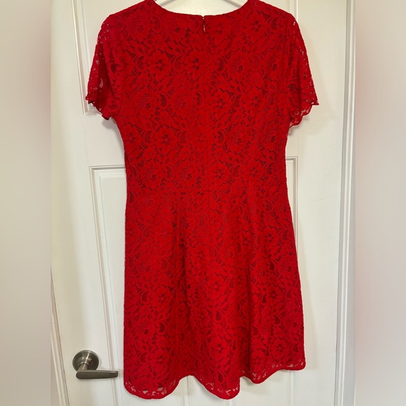 J Crew Red Lace Dress Size 10 - Picture 3 of 5